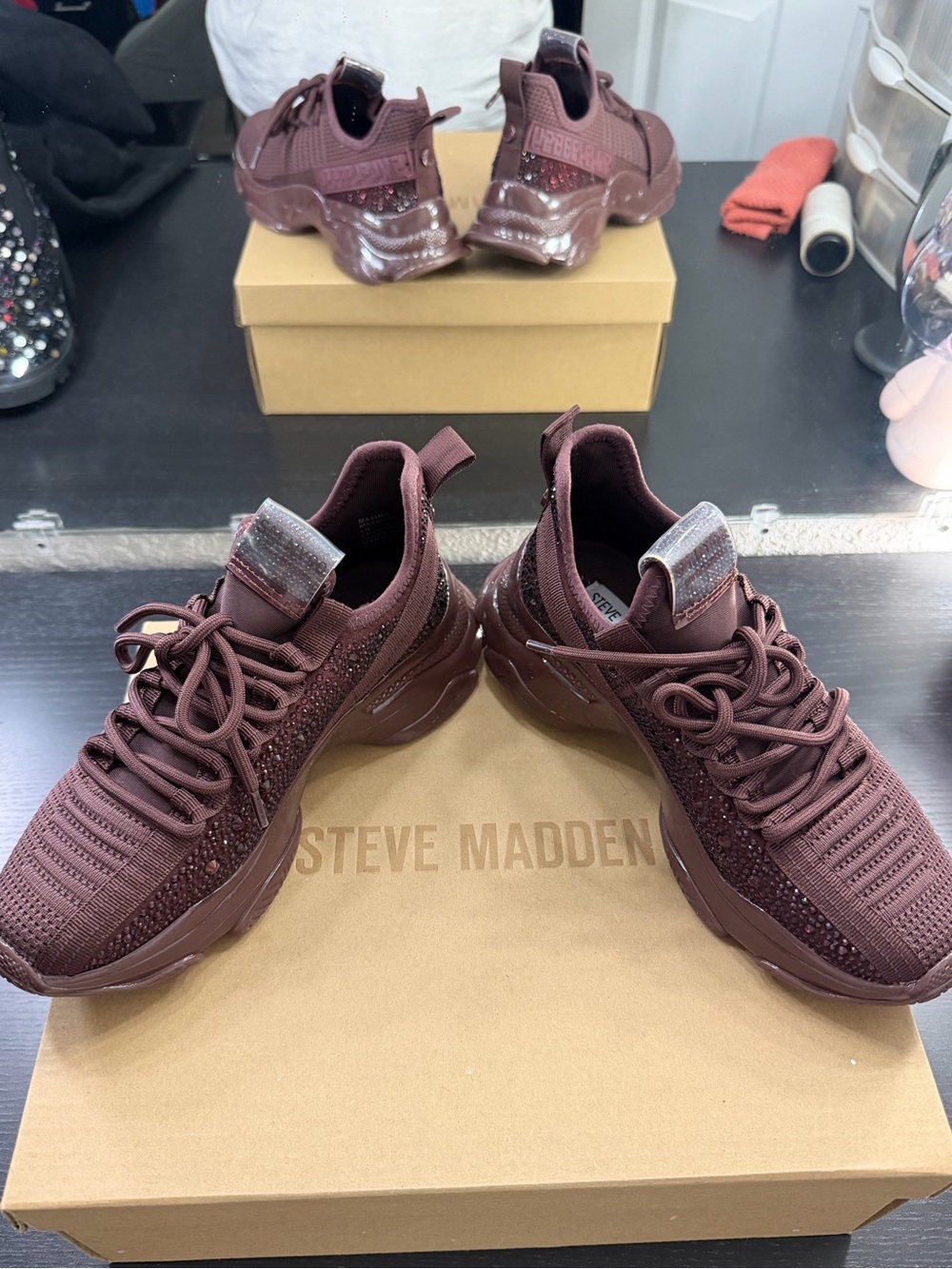Steve Madden "Maxima" Rhinestone Trainer Sneakers